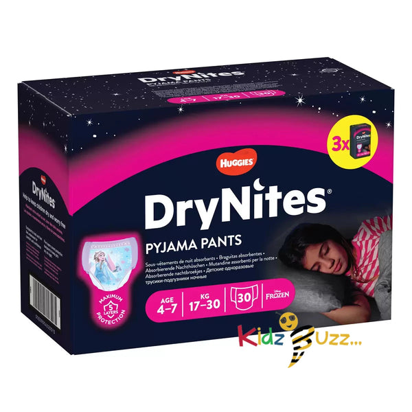 Huggies DryNites Pyjama Pants for Girls Years 4-7, 30 Pack