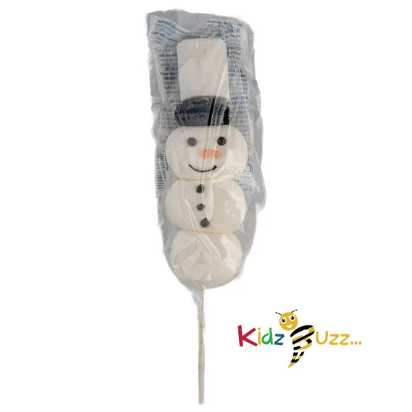 10 X Christmas Snowman Marshmallow Lolly, 37g Kids Snowman Lollipop