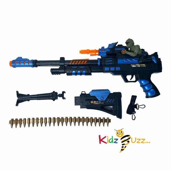 Toy Gun - With Rotating Bullet Belt - LED Light, Shooting Sounds - 69CM