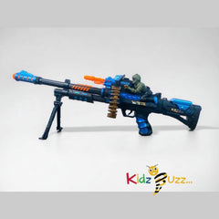 Toy Gun - With Rotating Bullet Belt - LED Light, Shooting Sounds - 69CM