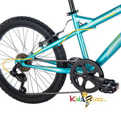 Huffy Extent Mountain Bike 20 Inch Wheels 6 Gears Aqua Metallic Blue + Front Suspension