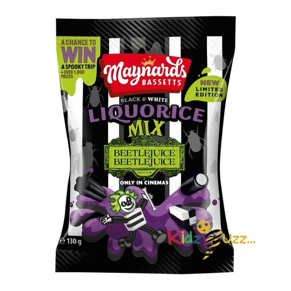 3 X Maynards Bassetts Black & White Liquorice Mix 130g - Beetlejuice Beetlejuice