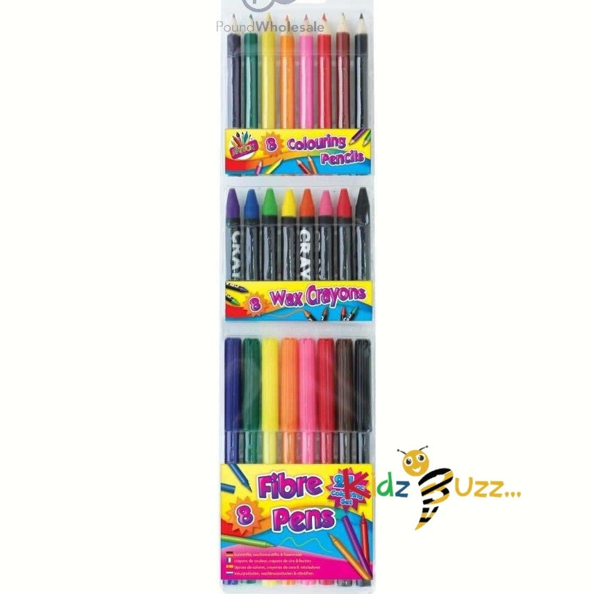 8 Fibres Pencils, Crayons, Pen 24 Pack (Pack Of 3)