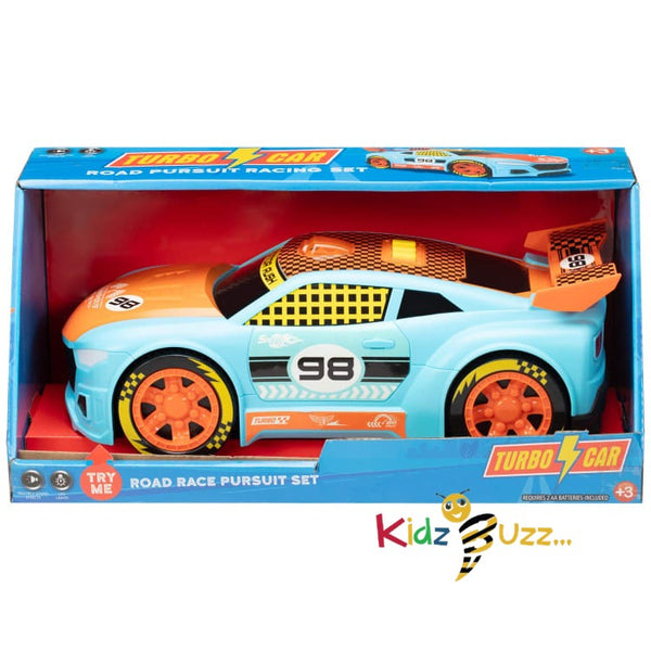 Turbo Car Road Race Pursuit Set With Light & Sound Effect