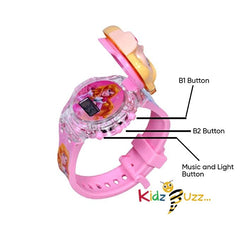 Princess Watch Light Glowing with Music Tune and Face Cover Multicolour 3D Led Watch Best Gift