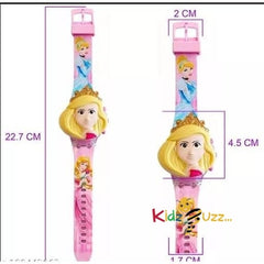 Princess Watch Light Glowing with Music Tune and Face Cover Multicolour 3D Led Watch Best Gift