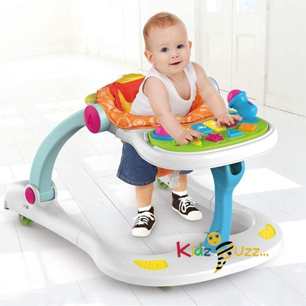 Multifunctional Baby Walker With Toy Tray 4 In 1-Learning Walker For Toddlers And Infants