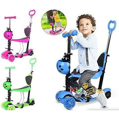 5 in 1 Kids Scooter, 3 Wheels Kick Scooter with LED Flashing Light