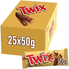 Twix Chocolate Bars 24 Bars of 50g Milk Chocolate Bulk Gift Treat Office Box 1 Box 25 Bars