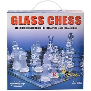 32 pieces Glass Chess- Clear Glass pieces And Glass Board