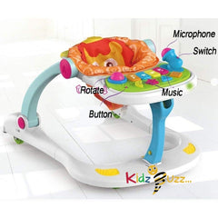 Multifunctional Baby Walker With Toy Tray 4 In 1-Learning Walker For Toddlers And Infants