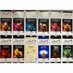 Chocolate Selection Of Assorted Delicious Lindt Excellence Swiss Mix Chocolate Bars - Perfect Chocolate Hamper, Birthday Present, Christmas Thank You Gift (12) - kidzbuzzz
