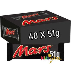 Mars Chocolate Bars, with Caramel, Nougat and Milk Chocolate Bulk Box, 40 Packs of 51g