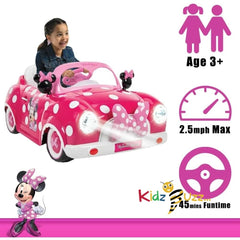 Huffy Disney Minnie Mouse Girls Electric Ride On Car - 6v Battery Powered Motorised Car Fun + Sounds + Lights