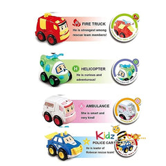 Cute cartoon Rescue Vehicle Toys Baby Fire Truck Car Sets Helicopter Friction Powered Cars