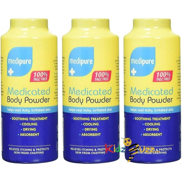 3 x MEDIPURE Medicated Body Powder 100% TALC FREE 200g 600g