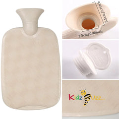 New Hot Water Bottle with Soft Cover - 2L Classic Rubber Hot Water Bag