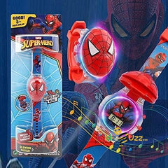 Spider Man Kids Light Glowing Watch with Music Tune and Face Cover Multicolor 3D Led watch