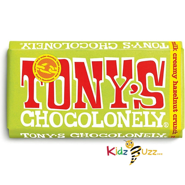 Tony's Chocolonely Milk Creamy Hazelnut Crunch Chocolate Bar- 2 X 180 Gram -Belgian Fairtrade Chocolate Pack Of 2