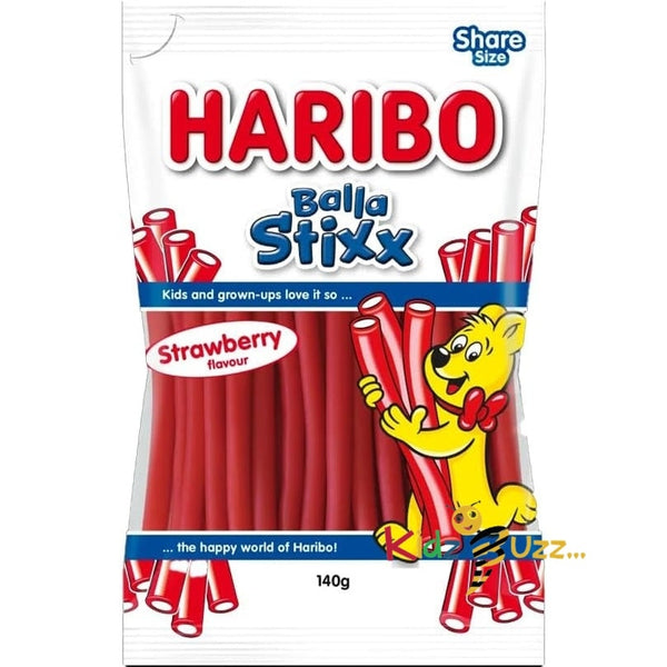 HARIBO Balla Stixx Strawberry Gummy Sweets – Fruity Fun in Share Size 140g x 12