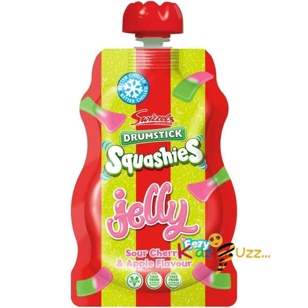 Swizzels Drumsticks Squashies Jelly Pouch 80g X 12 | Summer Treat Sour Apple And Cherry