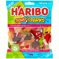 HARIBO Sour Sparks Gummy Sweets Soft Chewy Candy - Pack of 12 x 160G