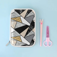 Marble and Gold Glitter Pencil Case - kidzbuzzz