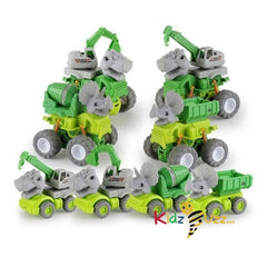 4 Pcs Dinosaur Engineering Vehicle Toy