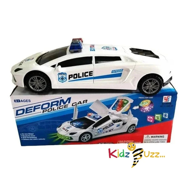 Police Deform Car With Light & Sound Effect For Kids 3+ Ages