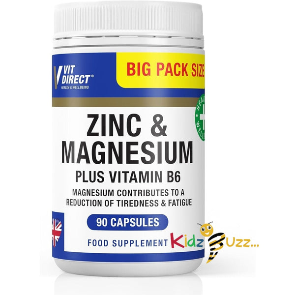 Zinc & Magnesium Capsules with Added Vitamin B6, Supporting Immunity and Reducing Fatigue 90 Capsules