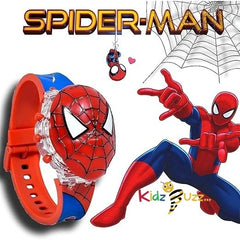 Spider Man Kids Light Glowing Watch with Music Tune and Face Cover Multicolor 3D Led watch