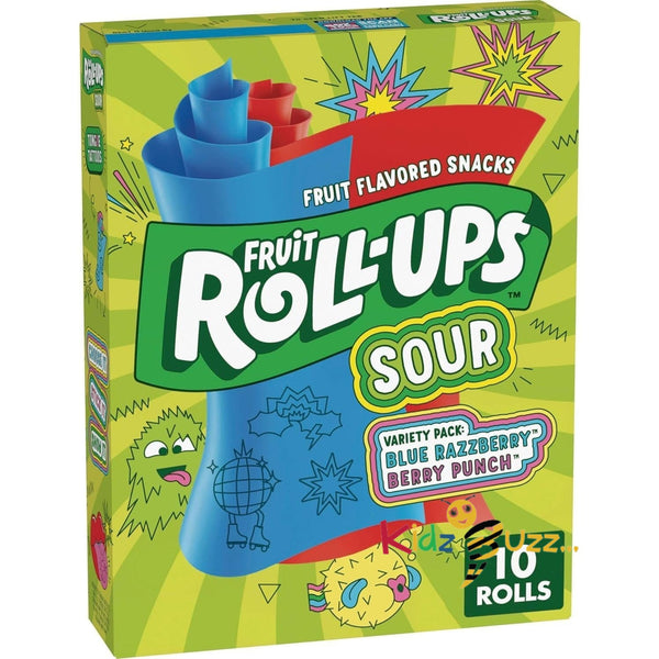 Fruit Roll Ups Sour Variety Pack Blue Razzberry & Berry Punch 10 Rolls Each Pack Of 2