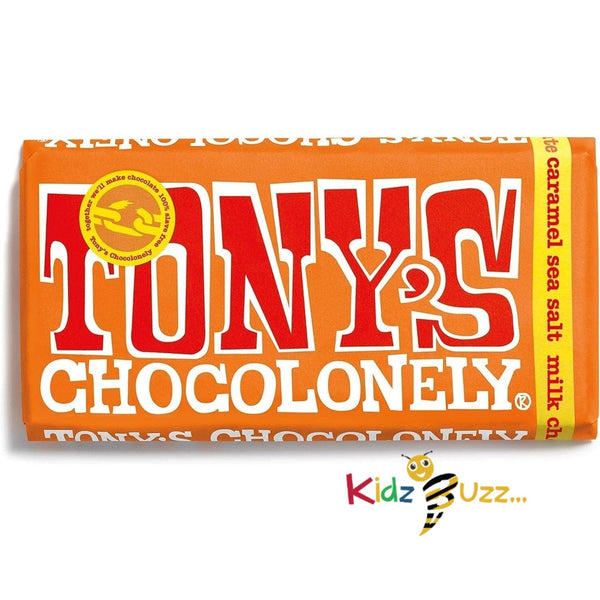 Tony's Chocolonely Milk Caramel and Sea Salt Chocolate Bar - 2 x 180 Gram-Vegetarian Pack Of 2