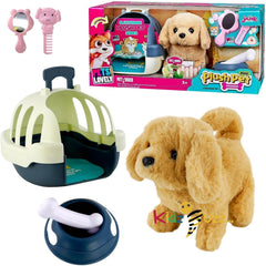 Electronic Dog Plush Pet Carrier Set- Stuffed Puppy Set For Kids