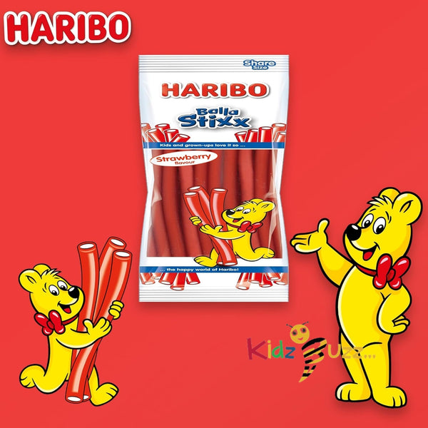 HARIBO Balla Stixx Strawberry Gummy Sweets – Fruity Fun in Share Size 140g x 12