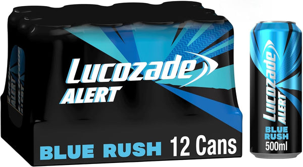 Lucozade Alert Blue Rush 500ml Can 12 Pack Pmp 1£