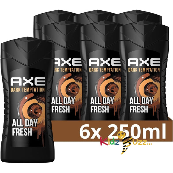 Axe Dark Temptation Shower Gel Dermatologically Tested Pack of 6 x 250 ml