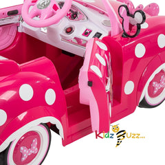 Huffy Disney Minnie Mouse Girls Electric Ride On Car - 6v Battery Powered Motorised Car Fun + Sounds + Lights