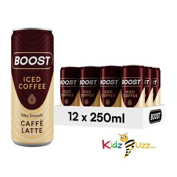 Boost Iced Coffee Caramel Latte, 12 x 250 ml, Ready-To-Drink Cold Brew Coffee Drink, The Perfect Caffeine Boost, A Smooth and Mellow Blend of 100% Arabica and Robusta Beans with Milk - kidzbuzzz