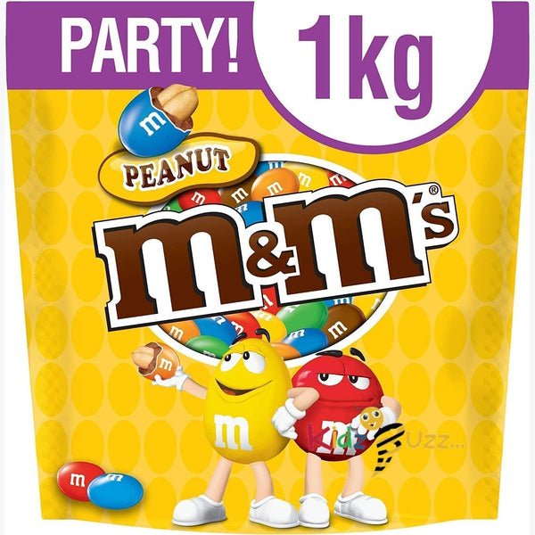 M&M's Peanut Chocolate Party Bulk Bag, Movie Night Snacks to Share, 1 kg Crunchy Peanuts Coated in Milk Chocolate