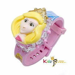 Princess Watch Light Glowing with Music Tune and Face Cover Multicolour 3D Led Watch Best Gift