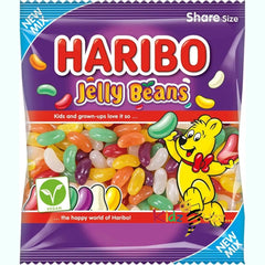 HARIBO Jelly Beans with 6 Delicious Fruit Flavours, Sugar Coated Gums 140g Pack of 12