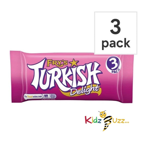 3 X Fry's Turkish Delight Chocolate Bar 3 Pack Multipack 153g