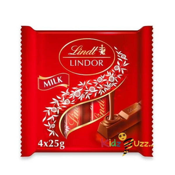 Lindt Lindor Milk Chocolate Bars Multipack 4 X 25g Pack Of 3