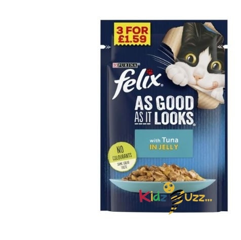 FELIX AS GOOD AS IT LOOKS TUNA IN JELLY WET CAT FOOD 100G – BOX OF 20