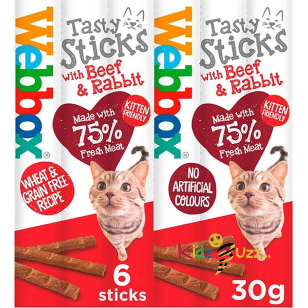 Webbox Cats Sticks Beef and Rabbit, 6 Sticks X 12 Packs