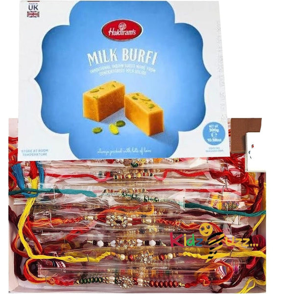 Rakhi Bundle, Haldiram's Sweet Box - Milk Burfi 300g, 1Pc Rakhi For Raksha Bandhan