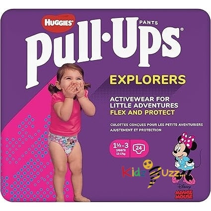 Huggies Pull-Ups, Explorers Nappy Pants for Girls - 1.5-3 Years Pack of 1 24 count