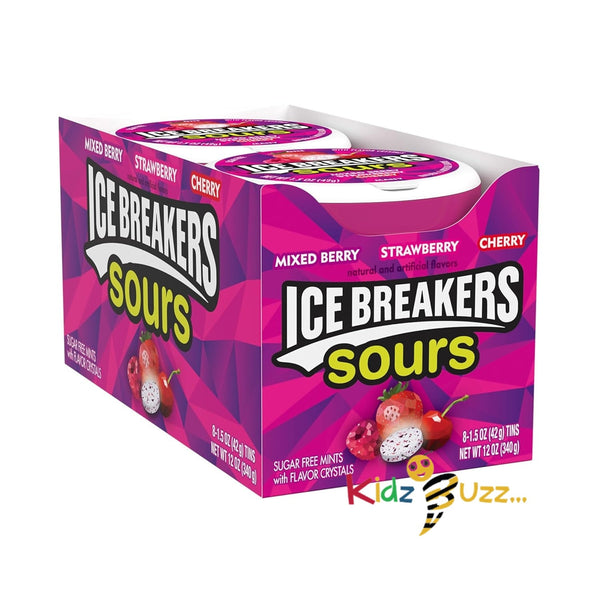 ICE BREAKERS Sour Mints, 1.5oz, Pack of 8 Mixed Berry, Strawberry, Cherry