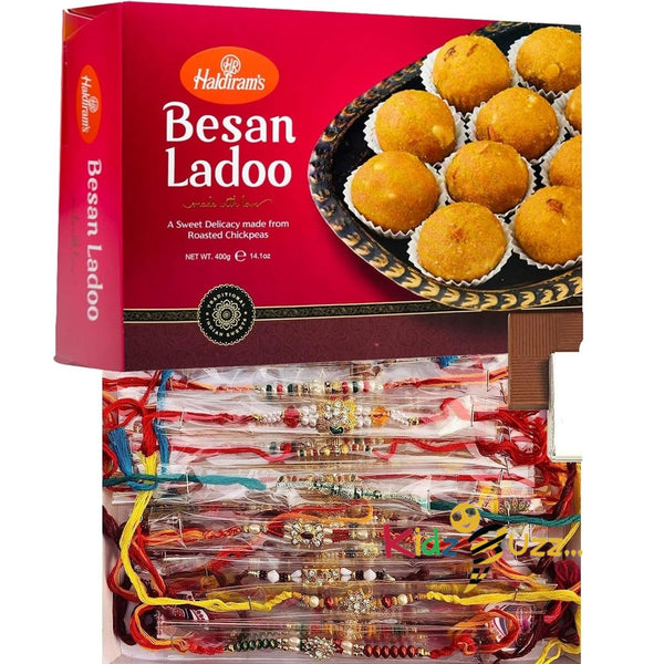 Rakhi Bundle, Haldiram's Sweet Box - Besan Ladoo 400g, 1Pc Rakhi For Raksha Bandhan